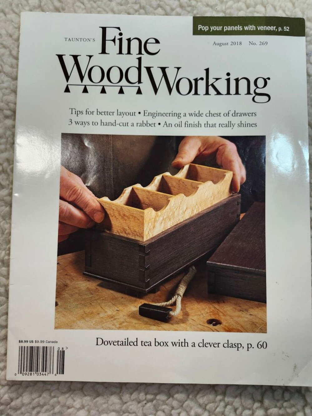 Taunton Fine Woodworking Magazine August 2018 Issue 269 Dovetailed Tea Box